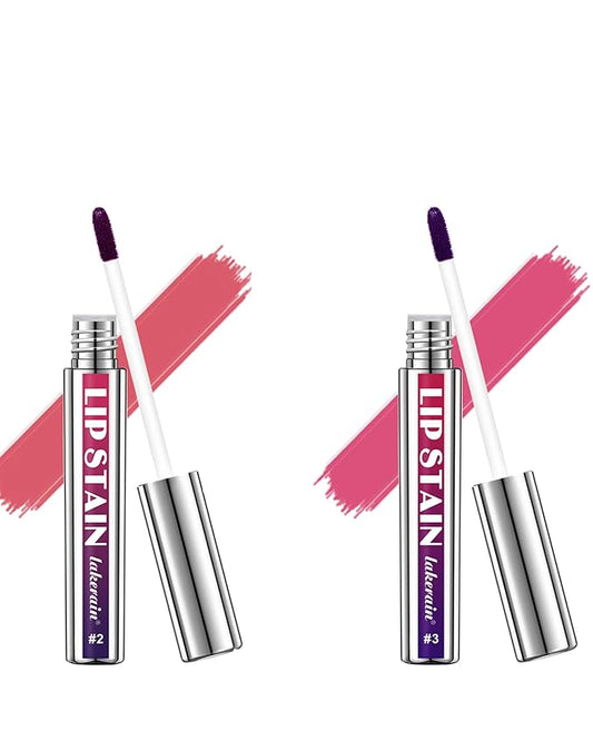 Lip Stain Peel Off,2Pcs Peel Off Lip Stain Tattoo Long Lasting Lip Liner Stain Nude Pink Matte Lip Gloss Waterproof Smudge Proof Lipstick,High Pigmented Color Peel Off Lip Tint Women Makeup Gift-02+03