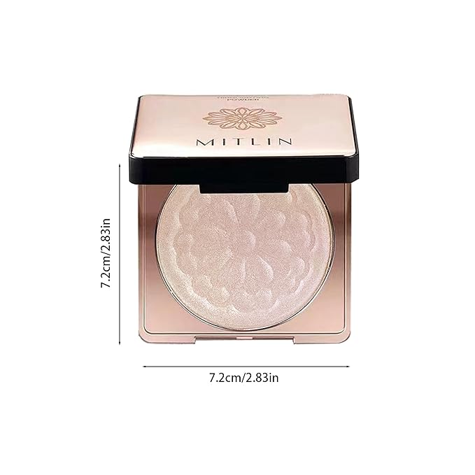 Professional Face Highlighter Palette,Pearl Shimmer Smooth Baked Powder, Lasting Sparkling Highlighter Makeup-Rose Gold