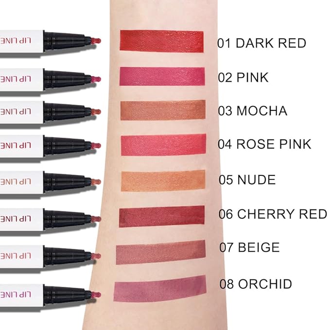 Kaely 2Pcs Nude Orchid Longwear Liquid Lip Liner Waterproof, 24 Hour Long Lasting Lip Liner Stain Marker Pen, 2-in-1 Matte Semi Permanent Lipliner & Lipstick, Vegan & Cruelty-Free, 05+08