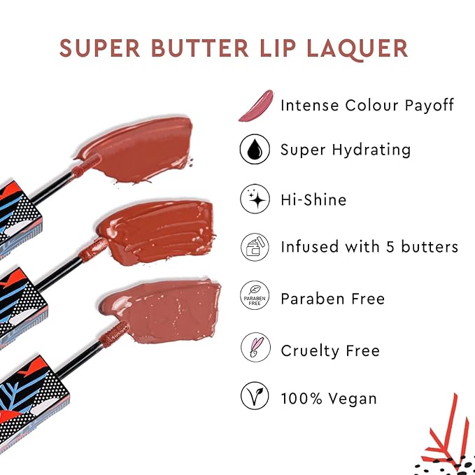 Super Butter Lip Lacquer, Dusty Rose (Matte Nude Peach), 5 ml, Long Lasting Lip Gloss, Intense Colour, Hi-shine, Vegan, No Paraben, Non Toxic, Hydrating Liquid lipstick for Moisturizing Lip