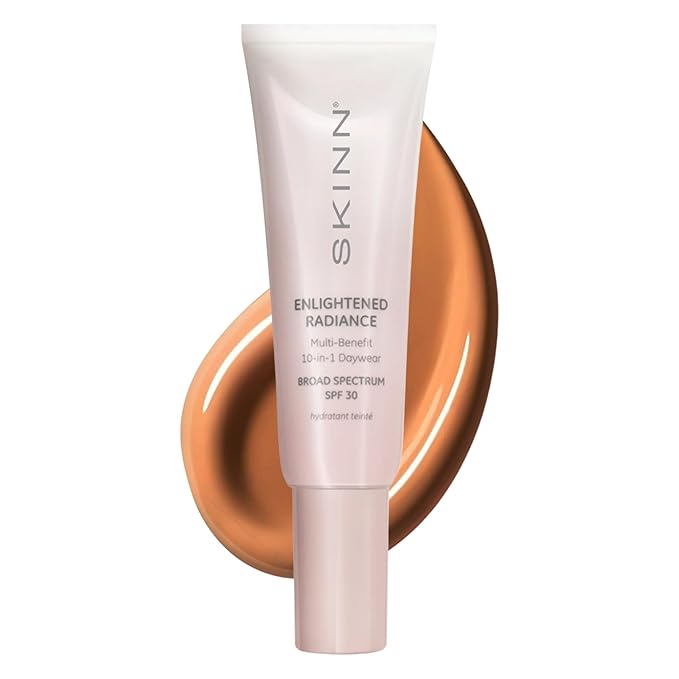 SKINN Enlightened Radiance 10-in-1 Tinted Sunscreen Broad Spectrum with SPF 30, (Sand) - Hydrating & Brightening Tinted Moisturizer for Face, Wrinkles & Fine Line - Lightweight Coverage Skin Tint