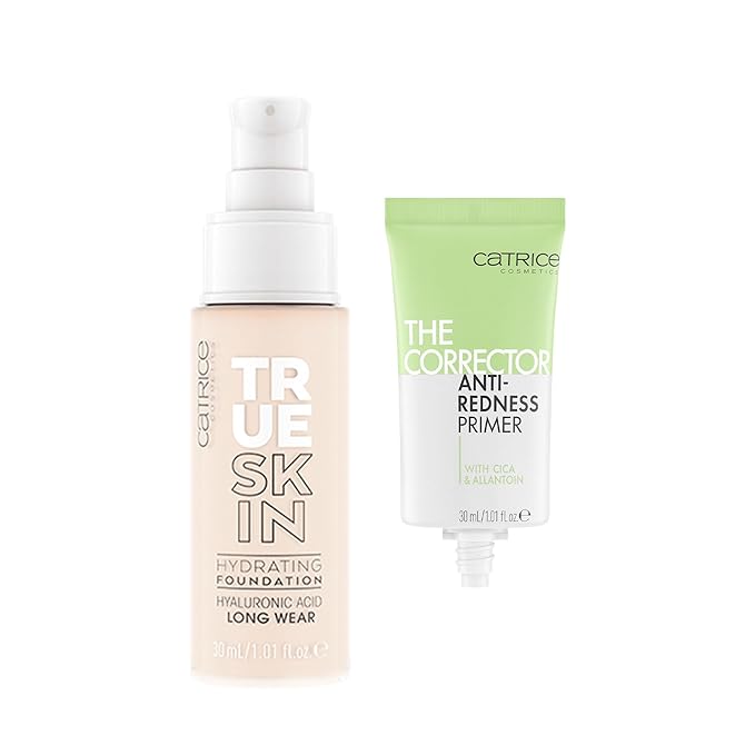 Catrice | True Skin Foundation 01 & The Corrector Anti-Red Primer| Full Coverage Makeup | Vegan & Cruelty Free