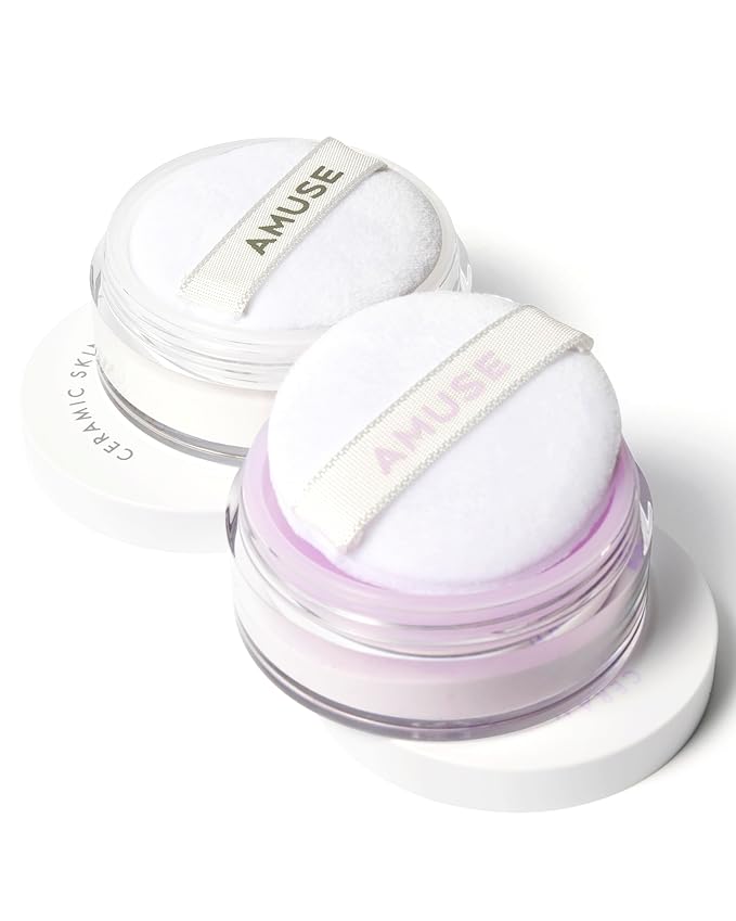 AMUSE SEOUL NEW Ceramic Skin Sebam Powder 2 Colors (Clear/Violet)】 Amuse Nosebum Pores & Sebum Cover Texture Cover Smooth Skin Adhesion Base Makeup Finish Powder Korean Cosmetics Vegan Wonyon