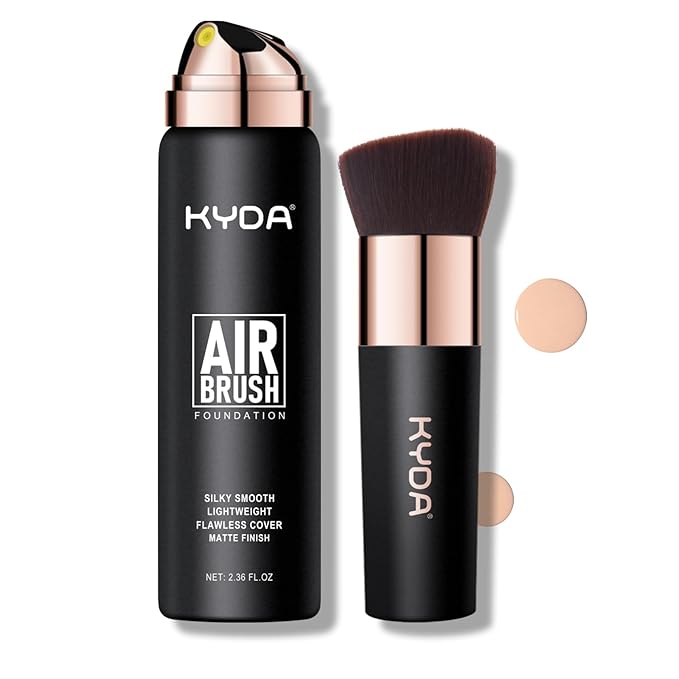 KYDA AirBrush Foundation Spray, Silky Foundation Mist Makeup, Flawless Coverage for Smooth Creamy Nude Finish, Breathable Blendable Lasting Formula-#125 Nude Beige