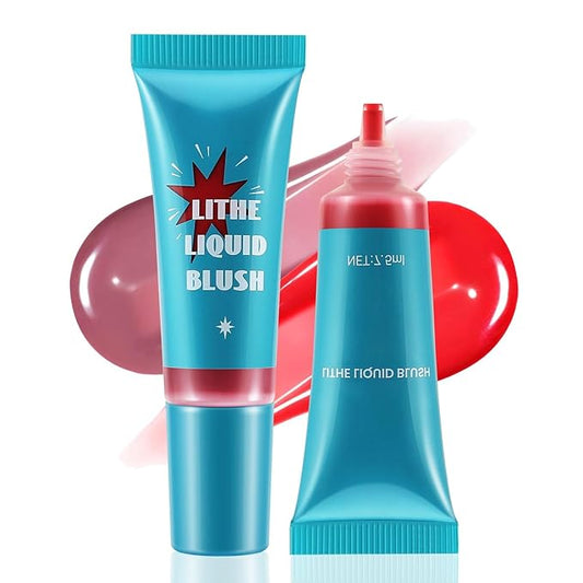 2 Pcs Liquid Blush, Long-lasting Liquid Blush for Cheeks and Eyes, High-pigment Color Lightweight Glowy Natural Facial Contouring