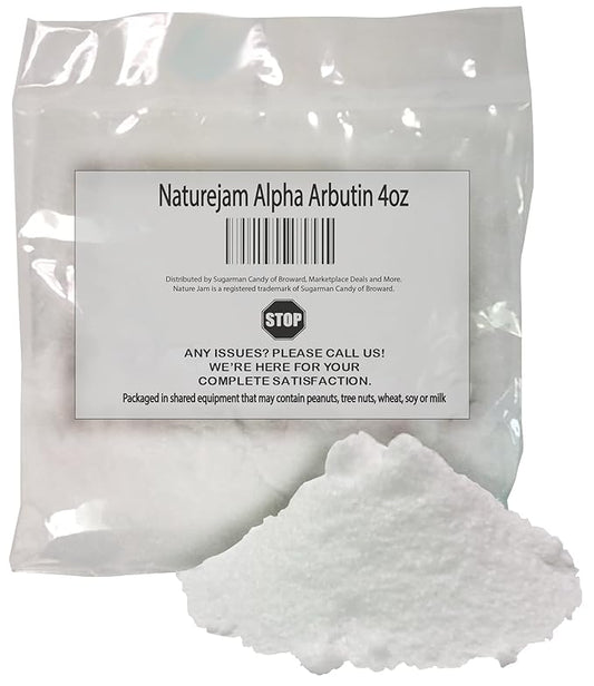 4 OUNCE Naturejam Alpha Arbutin Powder Pure Skin Whitener Brightener Dark Spot Corrector, Evens Out Skin Tone and Helps With Hyperpigmentation
