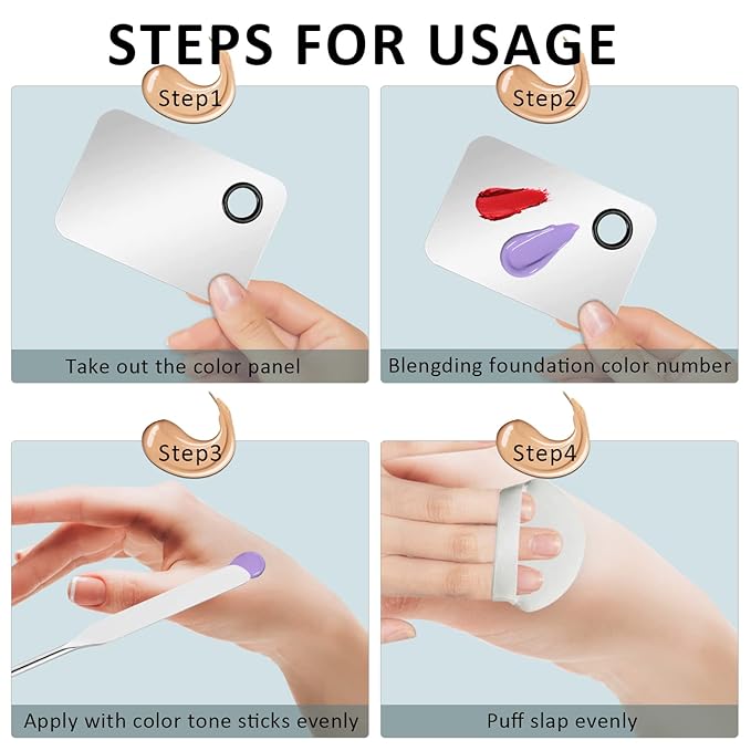 Korean Makeup Spatula and Palette Set - Stainless Steel Professional Foundation Spatula, Cosmetic Brush, and Rectangle Palette for Facial Cosmetic Application