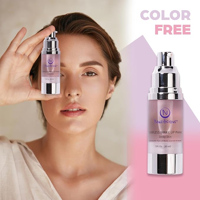 Professional Grade Flawless Makeup Primer – Achieve Dewy Skin & Effortlessly Blend Makeup with Luxurious Plant Oil Blend, Ceramide & Seaweed Extracts, Vegan & Cruelty-Free, 1 oz
