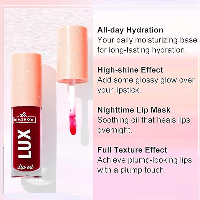 Lip Oil Pack- 6 Colors Lip Glow Oil Set Tinted Plumping Lip Oil Hydrating Transparent Lip Oil, Moisturizing Lip Gloss oil for Girl Lip Care Makeup