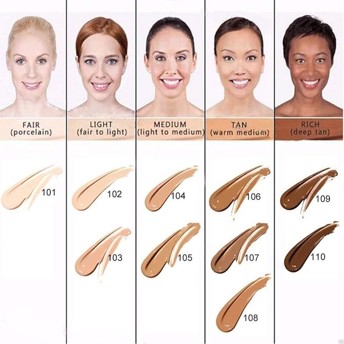 PHOERA Foundation Concealer Makeup Full Coverage Matte Brighten Long Lasting UK (106 WARM SUN)