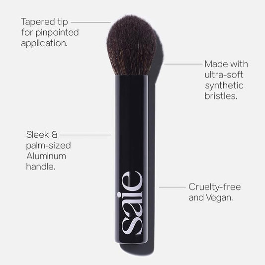 Saie Face Powder Duo, Medium - The Fluffy Brush, Soft, Multi-Use Targeted Powder Brush With Tapered Tip & Airset Radiant Loose Setting Powder, Translucent Medium (0.14 oz) - Vegan, Cruelty-Fee