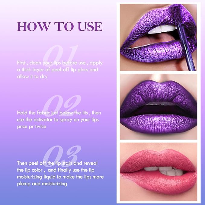 Peel Off Lip Stain Tint,Tattoo Color Lip Gloss,Waterproof Liquid Lipstick Long Lasting Non-Stick Lip Tint Lip Makeup for Women Girls 2 Colors (E200)
