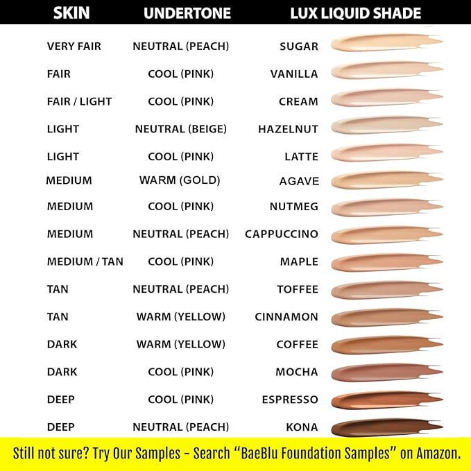 Organic Aloe-Based LUX Liquid Foundation, Natural Vegan Gluten-Free Made in USA, Cinnamon
