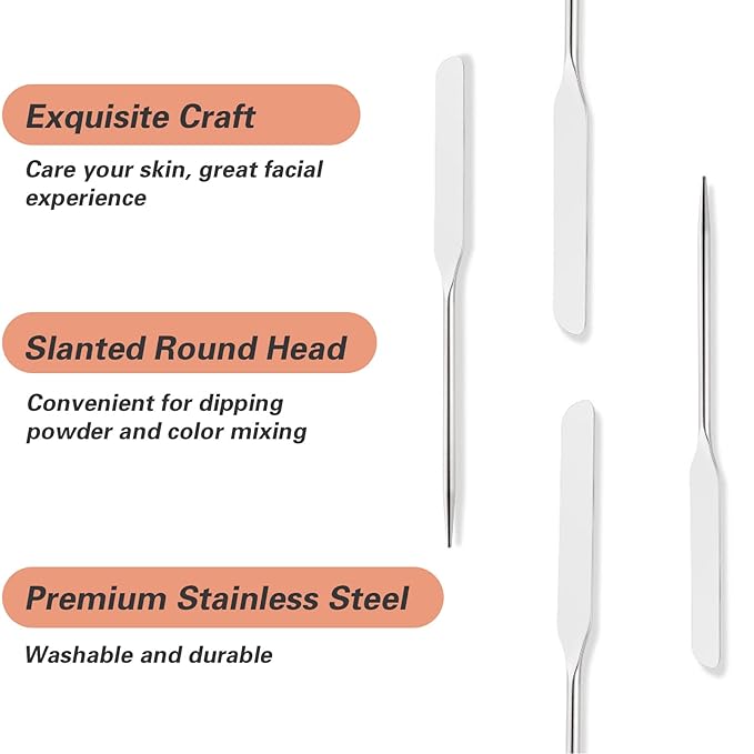 Korean Professional Makeup Set - Stainless Steel Spatula & Mixing Palette for Eyeshadow, Eyelash, Nail Art & Foundation