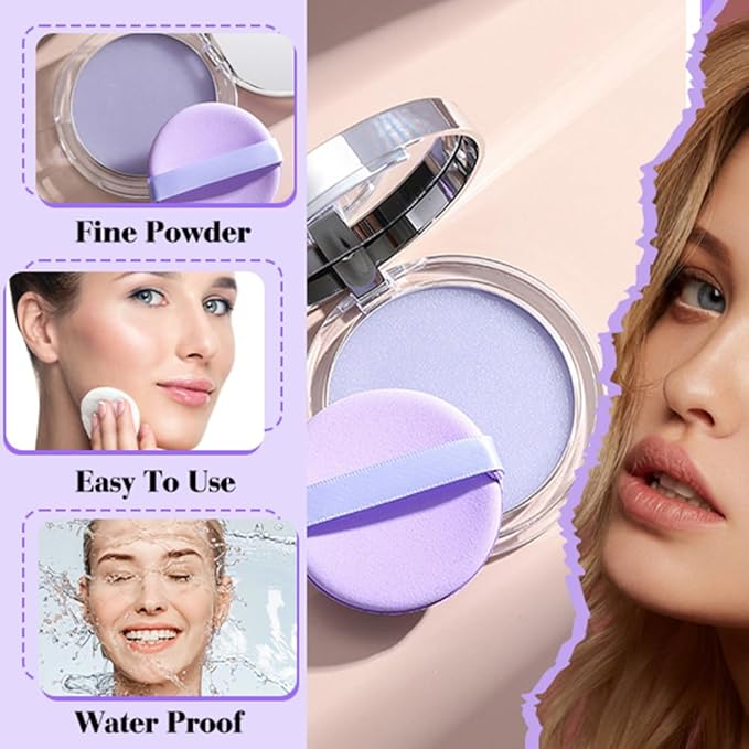 Oil Control Pressed Matte Powder with Mini Puff, Lightweight Jelly Face Powder for Shine-Free Finish