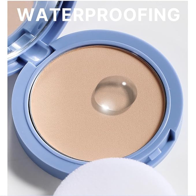 LAMUSELAND Pressed Powder Compact, Oil Control Brighten Skin 6 Colors Face Powder, Whitening Highlighting Face Makeup Tools for Women Girls (JG08)