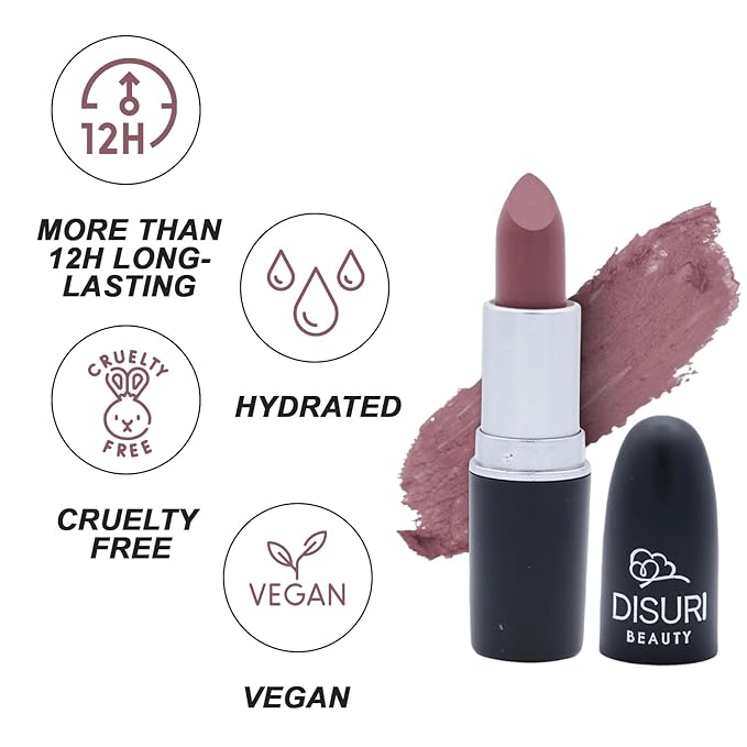Matte Bullet Long Wear Lipstick - Vegan and Cruelty-Free - Smudge and Waterproof Matte Lipstick with Moisturizing Formula - All Day Comfort - (Mauve Magic #18)