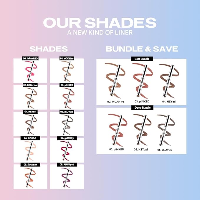 Sacheu Lip Liner Stay-N Peel Off Lip Stain — Long Lasting Matte Lip Tattoo Transfer Proof Lipstain Infused with Hyaluronic Acid & Vitamin E for All Skin Types — Vegan & Cruelty-Free, Deep Bundle