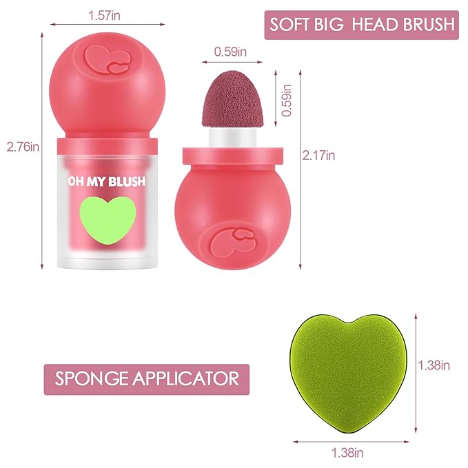 Boobeen Soft Liquid Blush Tint Cheek Blusher, Cream Blush Face Makeup with Cushion Applicator, Long Lasting, Moisturizing, Leaving a Matte Dewy Makeup Look
