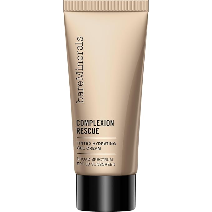 bareMinerals Complexion Rescue Tinted Moisturizer for Face with SPF 30, Vegan Tinted Mineral Sunscreen with Hyaluronic Acid, Mini Size, Tan Amber 07