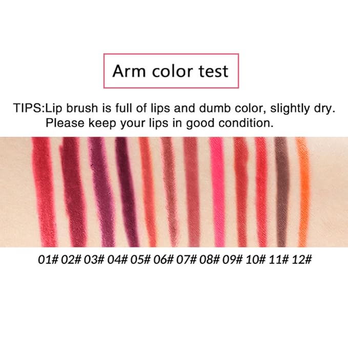 12 PCS Nude Red Deep Red Brown Matte Lip Liner Pencil Set Waterproof Long Lasting Lip Liner Lipstick for Women