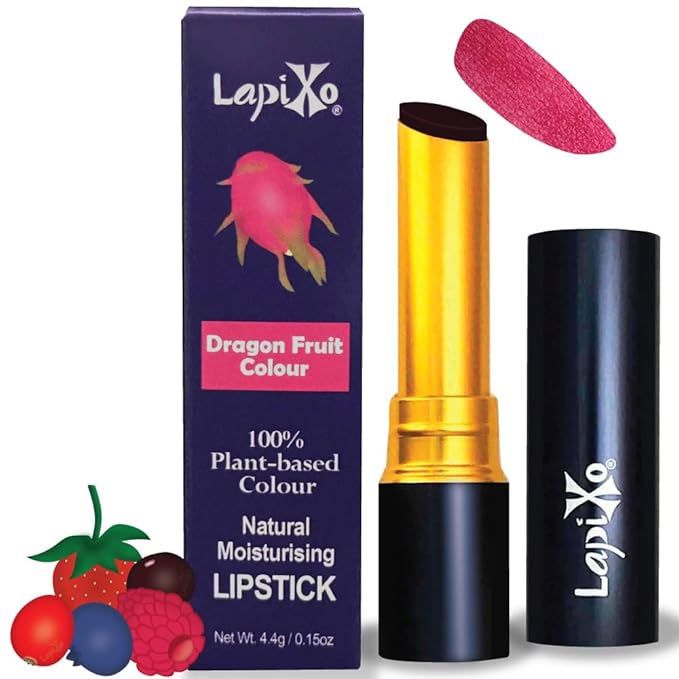 100% Plant-based Color Lipstick, Unique Formula, Natural + Moisturizing | Non-Toxic, All Food Ingredients, Antioxidant-rich, Natural Matte Vibrant Color, 4.4g/0.15oz (Dragon Fruit color)