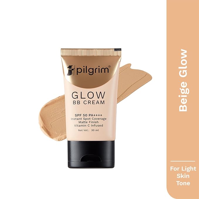 Beige Glow 3-In-1 Natural Bb Cream Medium Coverage For All Skin Types Spf 50 Pa++++ With Niacinamide, Hyaluronic Acid & Vit C - 1.01 Fl Oz (30ml), Pack Of 1