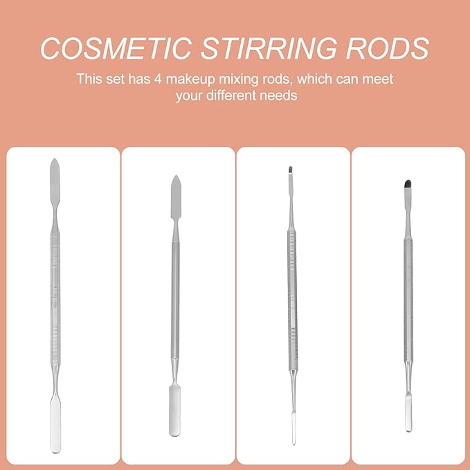 4Pcs Stainless Steel Depotting Spatula Makeup Spatula Tool Make Up Accessories for Makeup Cosmetics Mixing
