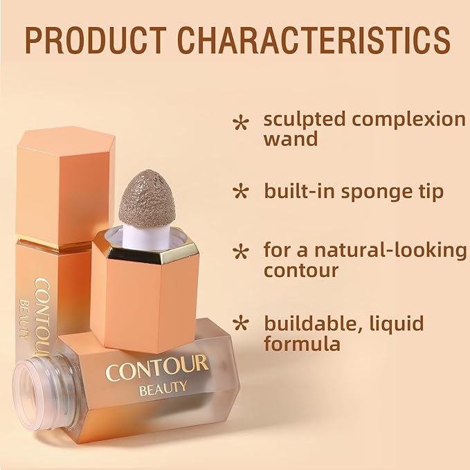 Cool Toned Liquid Contour Stick, Cold Grey Cream Contour Makeup, Long Lasting Silky Liquid Bronzer Face Concealer Matte Contouring with Cushion Applicator (102)