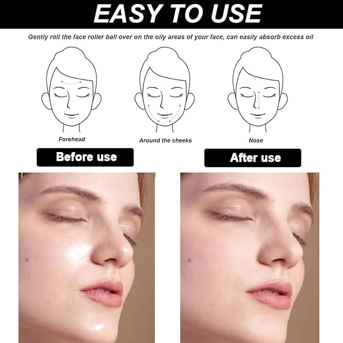2 PCS Oil-absorbing Volcanic Face Roller Oil Control On The Go Oil Absorbing Volcanic Face Roller Facial Oil Blotting Tool Portable Reusable Instant Results Remove Excess Shine for Oily Skin