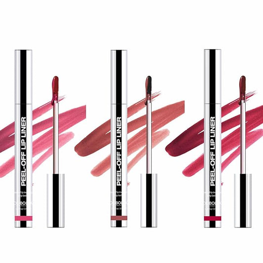 3Pcs Lip Stain Peel Off Set,Peel Off Lip Liner Stain,Matte Lip Liner Tattoo Long Lasting Waterproof Transferproof Lip Stains for Women Peel Off