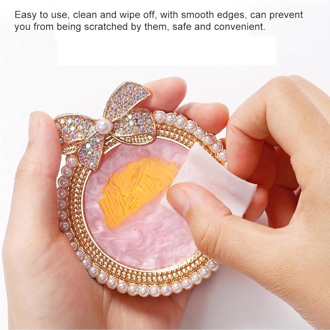 Resin Nail Art Palette, Nail Art Painting Mixed Color Palette, Bow Decorated with Rhinestones and Pearls Nail Art Display Board (Silver)