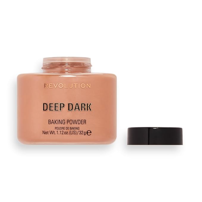 Revolution, Loose Baking Powder, Makeup Setting Powder, Long Lasting Coverage, Mattifies & Reduces Shine, Deep Dark, 1.13 oz