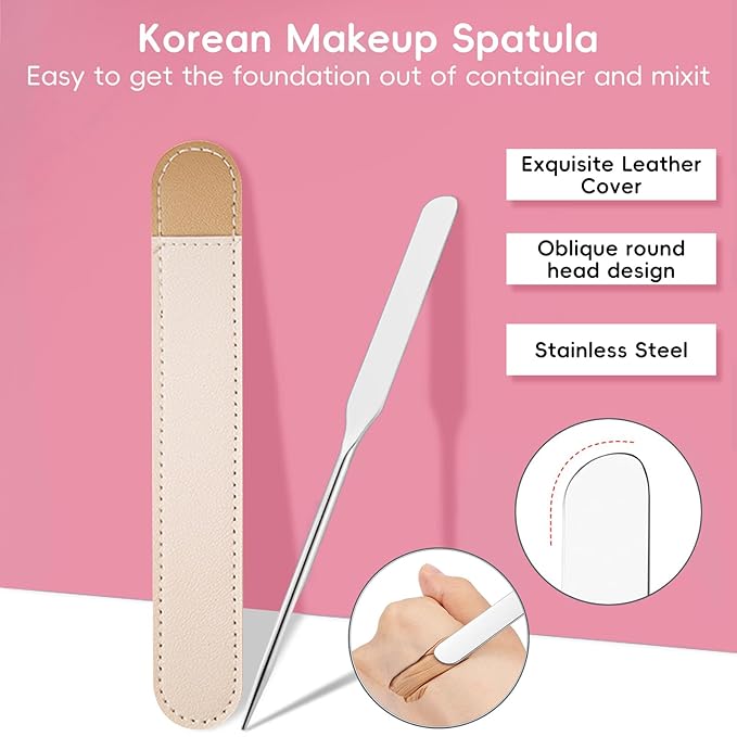 Makeup Mixing Palette with Foundation Brush and Spatula, Stainless Steel Makeup Palette Tray Mixer Nail Art Mixing Tray