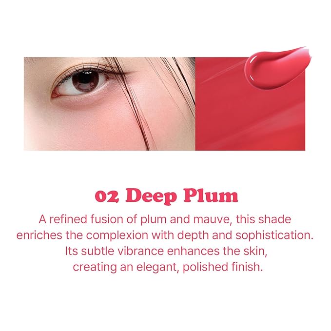 Moist Ampoule Blusher with 50% Moisture Essence | Hydrating & Long-Lasting Blush | 0.33 fl. oz. (9 Shades) - Deep Plum