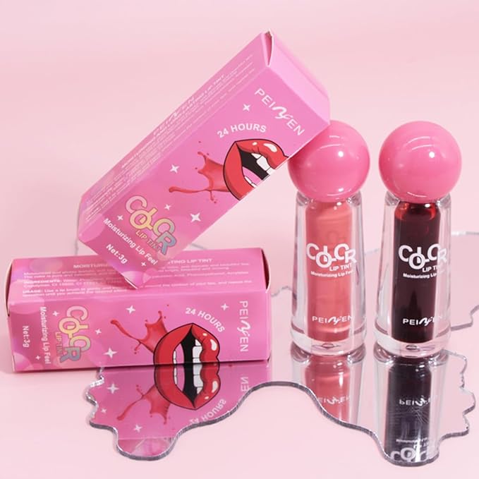 Pack of 6 Lip Tint Set, 6 Colors Berry Colors Lip Tint Set, Can be Used as Liquid Blush for Cheeks, Long Lasting and Waterproof, Not Easy to Fade, Create Watery Charming Pout