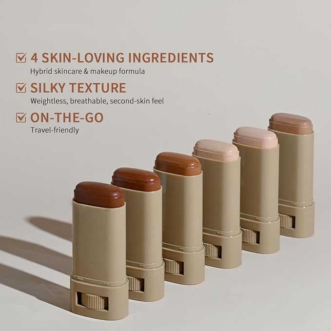 Foundation Stick Beauty Balm Serum Boosted Skin Tint,Solid Tinted Moisturizing Serum Balm,Long-Lasting Moisturizing Flawless Makeup Face Skin Tint Stick for Black Women (#01,18 g)