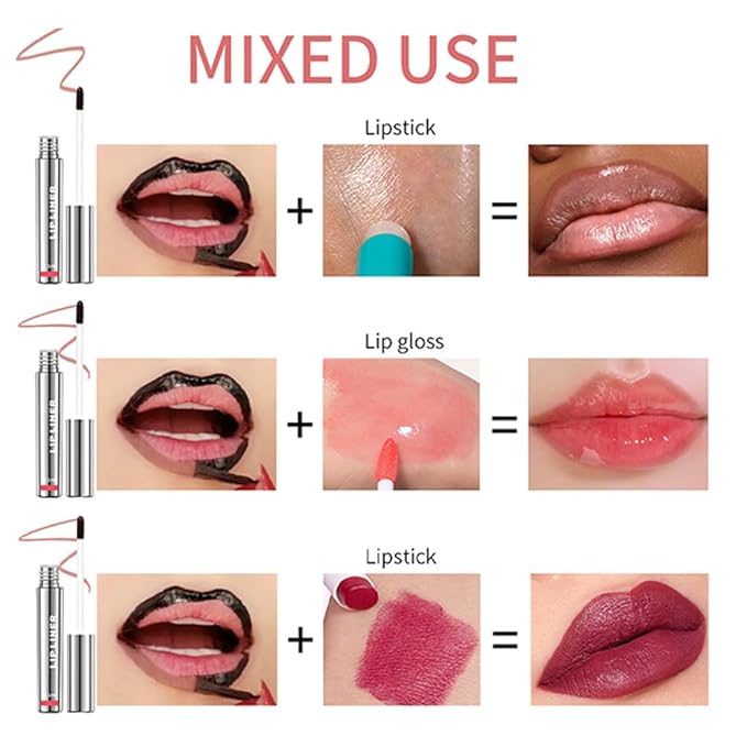2PC Pipe-off lip liner stain,Nude Matte Tint,Non-Fading, Full Coverage,light brown/dark brown/burgundy long-lasting,line tattoo high-color Tint,Smudge-Proof,Waterproof(#1 Rose Pink+#2 Neutral Mauve)
