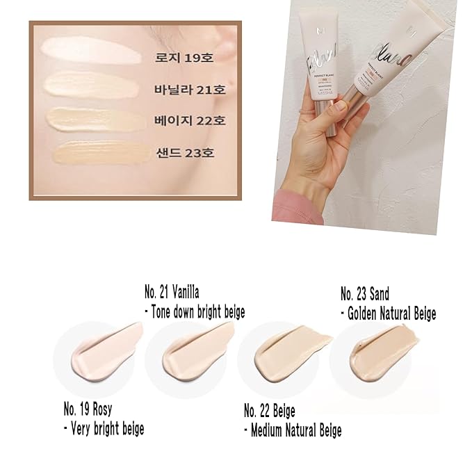 lightness & Brightening Makeup for MISSHA M Perfect Blanc BB Creams(1.35fl.oz.), No.19 Rosy