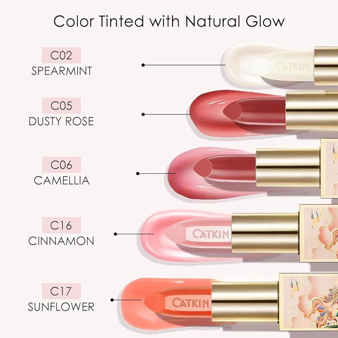 Catkin Tinted Lip Balm Sheer Lip Stain Ultra Hydrating Lip Moistrurizer Chapstick with Vitamin E Nourishing For Cracked & Dry Lips 0.12 oz C17 SUNFLOWER - Coral