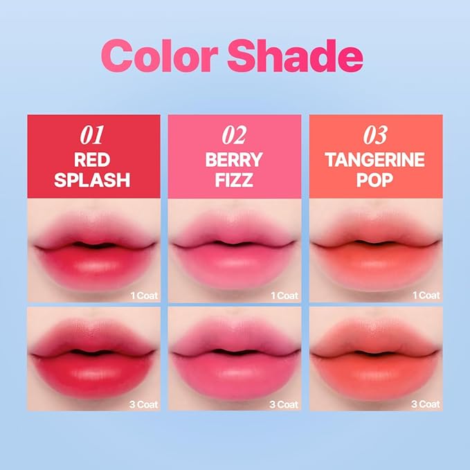 CLIO Water Soda Tint 5 Colors, Korean Lip Stain, High Moisturizing, Strong Hydrating Water Lip Oil, Gloss, Non Sticky Lip Stain, K-Beauty Lips (03 TANGERINE POP, One Size)
