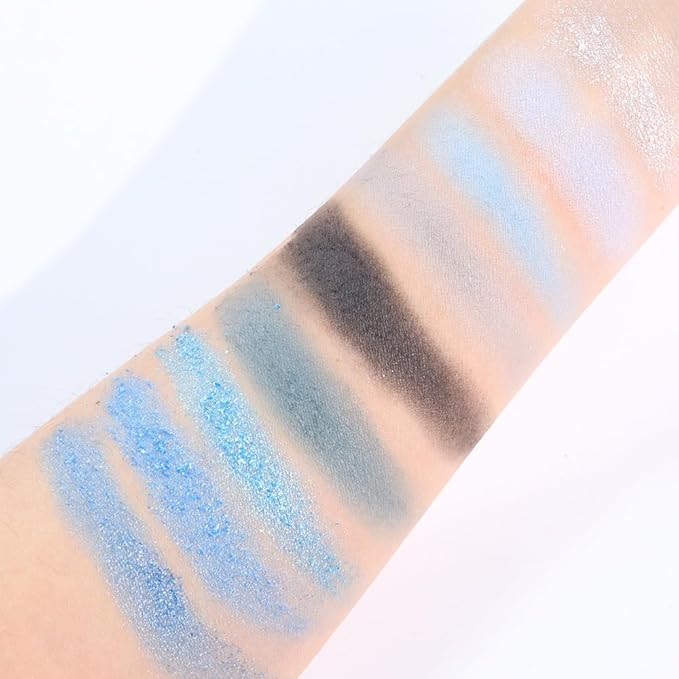 Sapphire Blue Smoky Eye Shadow Palette,Navy & Sky Blue Pro Eyeshadow Palette - Ultra-Pigmented Matte & Shimmer Finish - Waterproof Blend for All-Day Wear (02#, 1 Count (Pack of 1))
