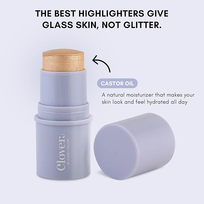 Clover Glow Stick Illuminator | Natural Shine Highlighter, Glass Skin, Easy To Apply | Cruelty-Free & Vegan Naural Makeup| Made With Castor Oil
