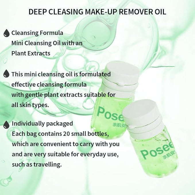 Cleansing Oil Makeup Remover - Portable Travel Size Mini Bottles, Natural Deep Cleanser Facial Double Control Cleansing Oil for Face, Gentle Skincare for All Skin Types (Rose+Camellia,40)