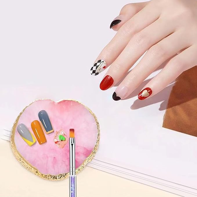 2 PCS Resin Nail Art Palette, Nail Painting Mixed Color Palette, Nail Polish Palette, Heart Shape and Circle Resin Gel Polish Palette