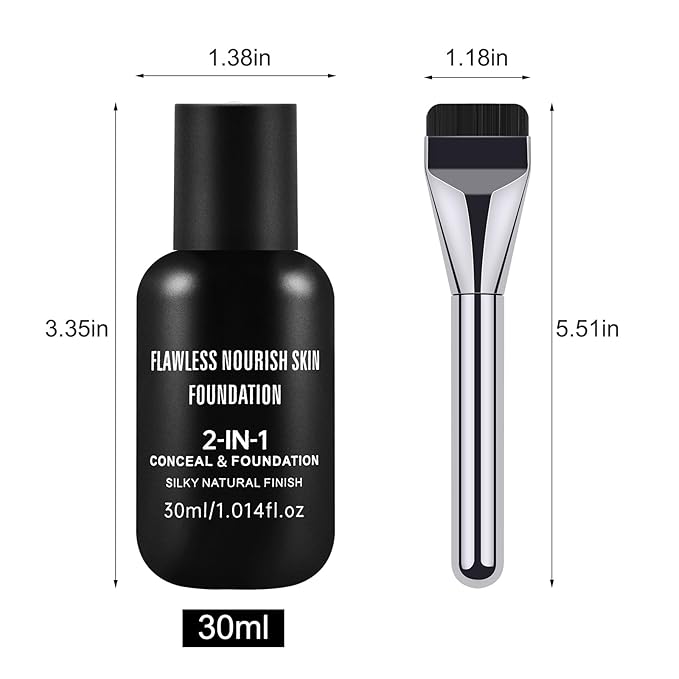Boobeen Matte Liquid Foundation for Women, Long Lasting Full Coverage Foundation Makeup, Face Natural Finish with Makeup Brush