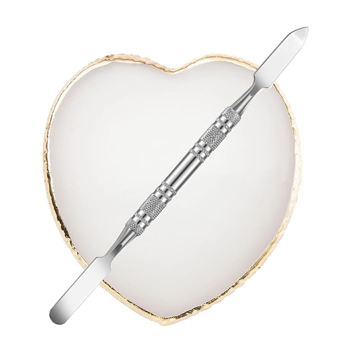 Resin Nail Art Palette Nail Polish Palette with Spatula Nail Pallet for Nail Art Nail Polish Mixing Plate (White)
