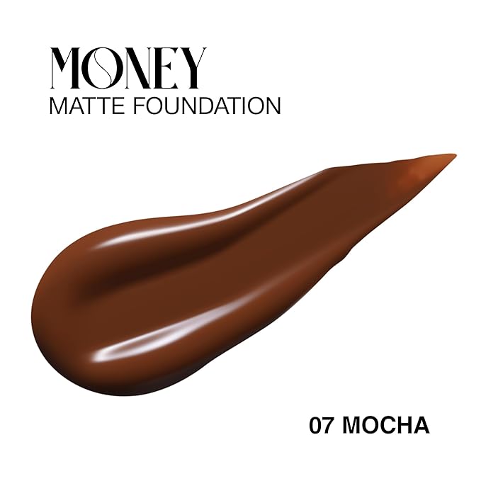 Money Liquid Matte Foundation – Long-Lasting, Natural Looking & Buildable Coverage – For Combination, Dry, Oily Skin – Lightweight & Moisturizing (Mocha)