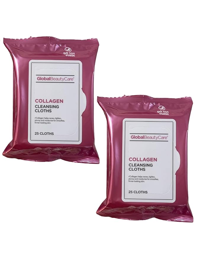 Collagen Cleansing Cloths, 25 Count, Pack of 2, Renews and Tightens Skin