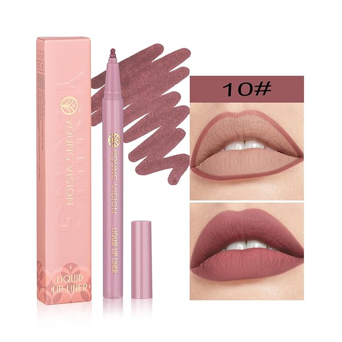 YOUNG VISION Gourd-Shaped Precision Liquid Lipstick & Lipliner - Nude Matte Shades